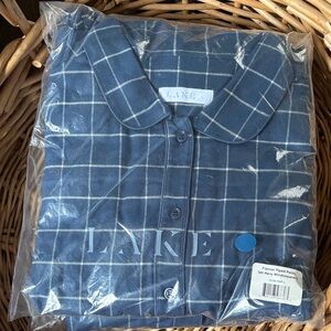 LAKE Navy Windowpane Flannel Pajama Set - Women's